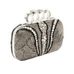 Alexander McQueen Women's knuckle clutch in silver.