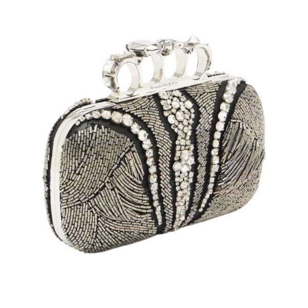 Alexander McQueen Women's knuckle clutch in silver.
