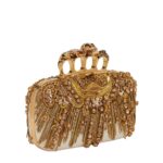 Alexander McQueen Women's knuckle clutch in gold.