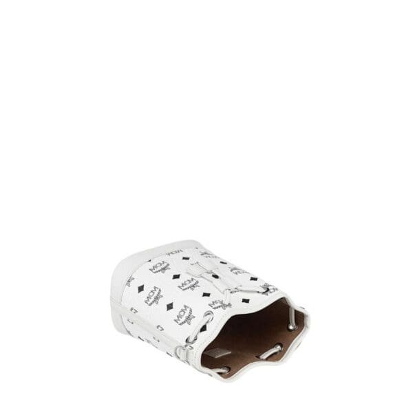 MCM MINI DESSAU DRAWSTRING BAG IN VISETOS WHITE