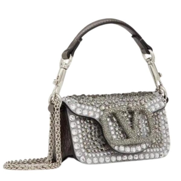 MICRO VALENTINO GARAVANI LOCÒ CHAIN BAG WITH RHINESTONES