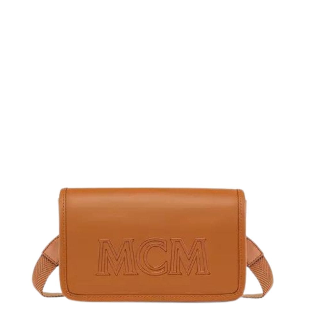 MCM AREN CAMERA BAG IN SPANISH CALF LEATHER COGNAC