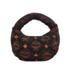 MCM MINI AREN QUILTED HOBO IN MAXI MONOGRAM NYLON BLACK
