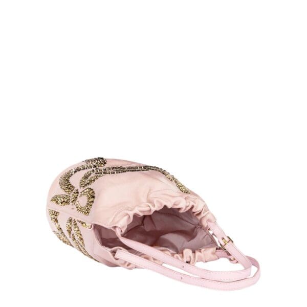 MCM MINI HIMMEL LAUREL DRAWSTRING BAG IN RECYCLED NYLON PINK