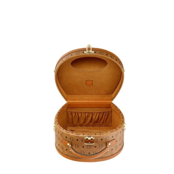 MCM MEDIUM HAT BOX IN VISETOS COGNAC