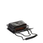 MCM LARGE TRAVIA QUILTED SHOULDER BAG IN CRUSHED LEATHER BLACK