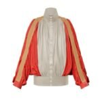 LOUIS VUITTON COLOR BLOCKED GATHERED LEATHER JACKET