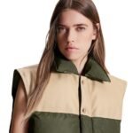 LOUIS VUITON LEATHER ACCENT SLEEVEIESS PUFFER JACKET