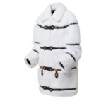 LOUIS VUITON LEATHER STRIP WHITE MINK COAT
