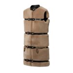 LOUIS VUITTON SLEEVELESS LEATHER STRIP MINK COAT