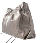 BRUNELLO CUCINELLI LAMÉ CALFSKIN SOFT BAG WITH PRECIOUS CHAIN