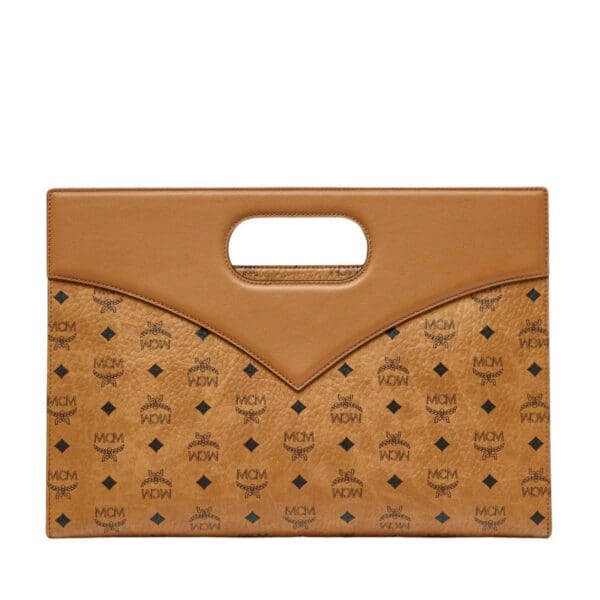 MEDIUM DIAMOND TOTE IN VISETOS LEATHER MIX COGNAC