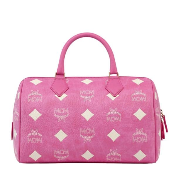 MCM Medium Ella Boston Bag in Maxi Visetos Pink