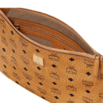 MCM MEDIUM WRISTLET ZIP POUCH IN VISETOS ORIGINAL COGNAC