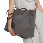 BRUNELLO CUCINELLI COTTON AND LINEN CANVAS SHOPPER BAG WITH MONILI