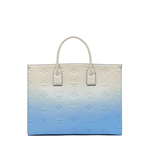 MCM LARGE MÜNCHEN TOTE IN GRADATION MONOGRAM LEATHER BLUE