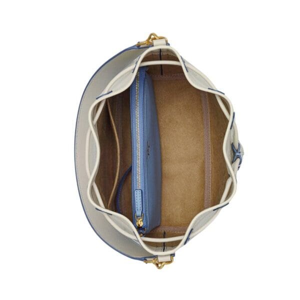 MCM MEDIUM DESSAU DRAWSTRING BAG IN GRADATION MONOGRAM LEATHER BLUE