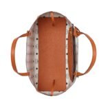 MCM MEDIUM HIMMEL SHOPPER IN EMBOSSED LOGO LEATHER COGNAC