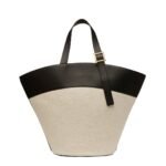 MCM LARGE HIMMEL TOTE IN CANVAS LEATHER MIX BLACK