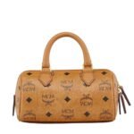 MCM MINI ELLA BOSTON BAG IN VISETOS COGNAC