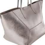 BRUNELLO CUCINELLI LAMÉ CALFSKIN SHOPPER BAG WITH MONILI
