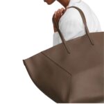BRUNELLO CUCINELLI CALFSKIN LARGE SHOPPER BAG WITH MONILI