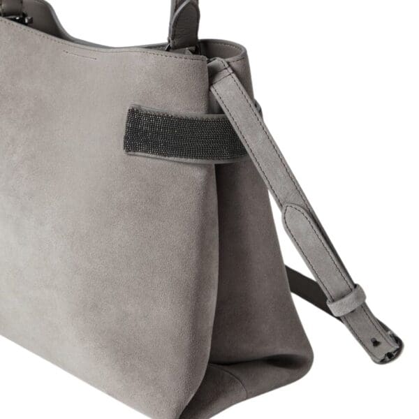 BRUNELLO CUCINELLI SUEDE BAG WITH PRECIOUS BANDS