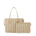 MCM MEDIUM REVERSIBLE LIZ SHOPPER IN VISETOS BEIGE