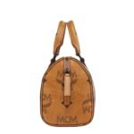 MCM SMALL AREN BOSTON BAG IN MAXI VISETOS COGNAC