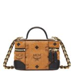 MCM X-MINI ROCKSTAR VANITY CASE IN GOLD STUDDED VISETOS COGNAC
