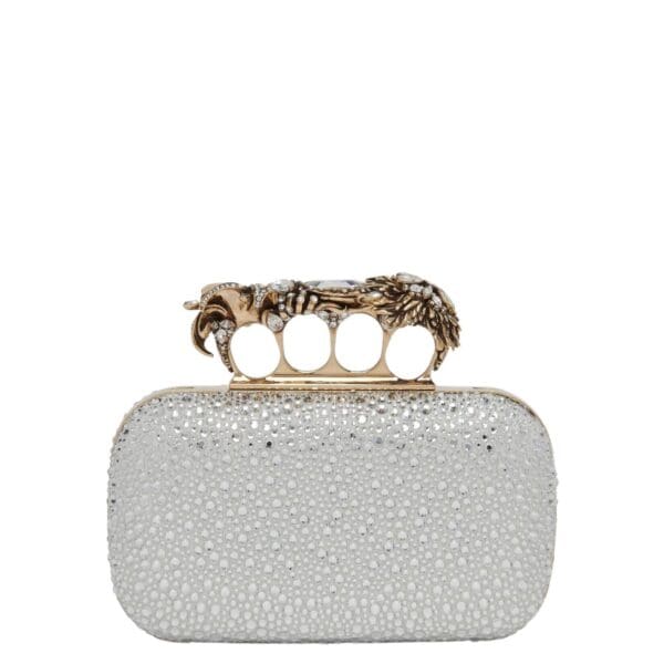 ALEXANDER MCQUEEN WOMEN'S FLOWER KNUCKLE CLUTCH IN SILVER - Image 3