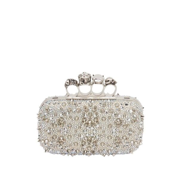 Alexander McQueen Women's knuckle clutch in white.