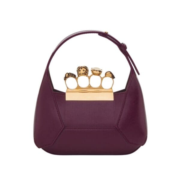 Alexander McQueen Women's the jewelled hobo Mini Bag in burgundy.