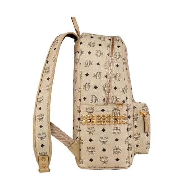 MCM MEDIUM STARK SIDE STUDS BACKPACK IN VISETOS BEIGE