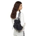 MCM MINI AREN DRAWSTRING BACKPACK IN VISETOS BLACK