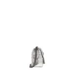 MCM MINI TRAVIA QUILTED SHOULDER BAG IN CRASH CALF LEATHER SILVER