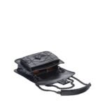 MCM SMALL TRAVIA QUILTED SHOULDER BAG IN CRUSHED LEATHER BLACK