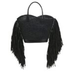 Tote bag with cut-out and fringes