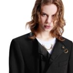 LOUIS VUITON LEATHER ACCENT ASYMMETRICAL BLAZER