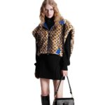 LOUIS VUITON LEATHER TRIM MONOGRAM MINK OPEN ARM JACKET