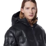 LOUIS VUITTON MONOGRAM LEATHER HOODED DOWN JACKET