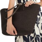BRUNELLO CUCINELLI TECHNO COTTON RAFFIA SHOPPER BAG WITH MONILI