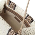 BRUNELLO CUCINELLI RAFFIA-EFFECT KNIT STRIPED BAG