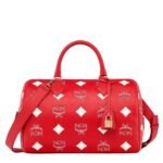 MCM Medium Ella Boston Bag in Maxi Visetos Candy Red