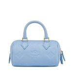 MCM SMALL ELLA BOSTON BAG IN MAXI MONOGRAM LEATHER BLUE