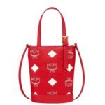 MCM Mini Aren Bucket Tote in Maxi Visetos Candy Red