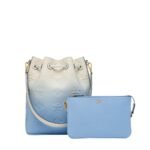 MCM MEDIUM DESSAU DRAWSTRING BAG IN GRADATION MONOGRAM LEATHER BLUE