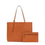 MCM MEDIUM HIMMEL SHOPPER IN EMBOSSED LOGO LEATHER COGNAC