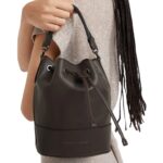 BRUNELLO CUCINELLI CALFSKIN BUCKET BAG WITH PRECIOUS BRAIDED HANDLE