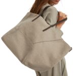 BRUNELLO CUCINELLI COTTON AND LINEN CANVAS LARGE SHOPPER BAG WITH MONILI